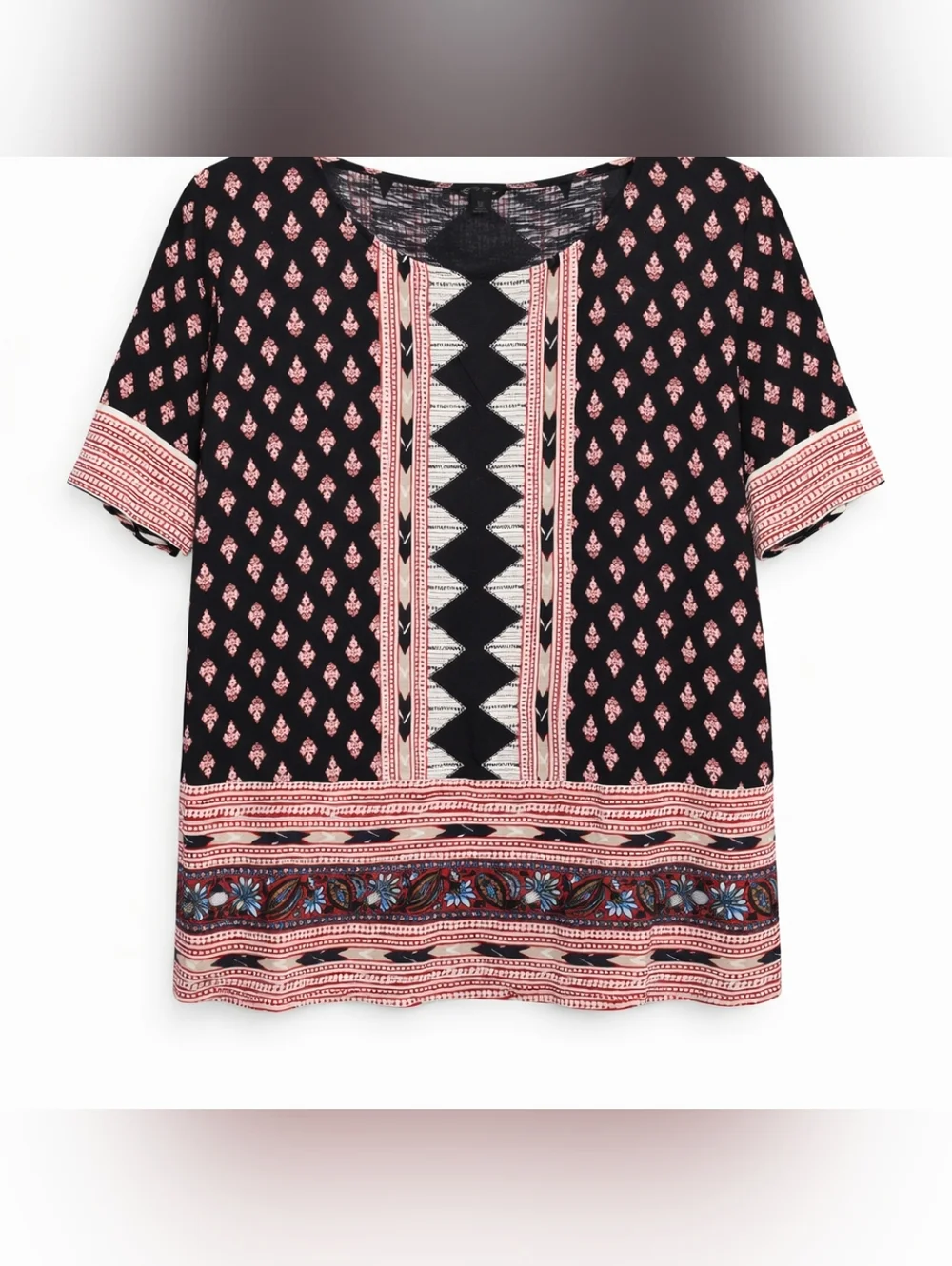 Lucky Brand Plus Size Geometric Print Short Sleeve Top Size 3X - Picture 3 of 5